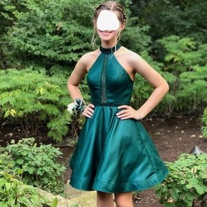 Clarisse High Neckline Satin Dress S3753-Size 2